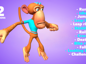 monkey lowpoly animated rigged 3D मॉडल