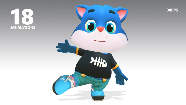 cat low poly animated rigged Modelo 3D .c4d .max .obj .3ds .fbx .stl .blend 