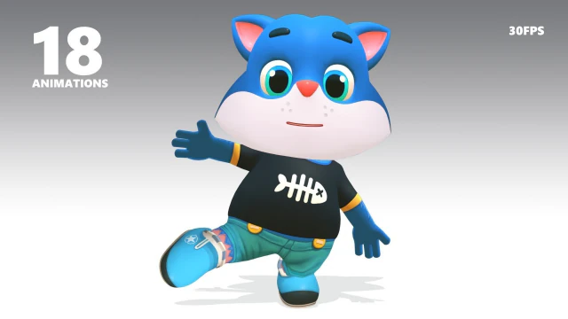 cat low poly animated rigged 3D Model .c4d .max .obj .3ds .fbx .stl .blend 