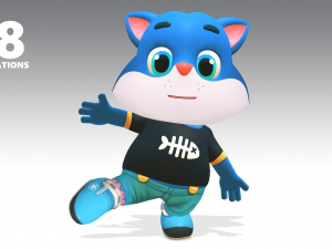 cat low poly animated rigged Model 3D