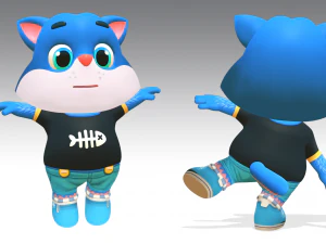 cat low poly animated rigged 3D Model