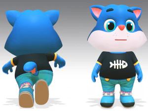 cat low poly animated rigged 3D Model
