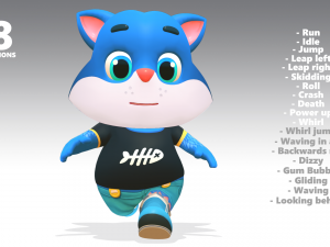 cat low poly animated rigged Modelo 3D