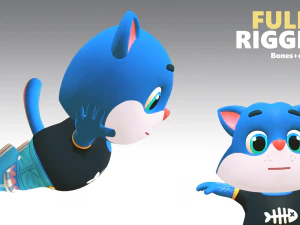 cat low poly animated rigged 3D Model