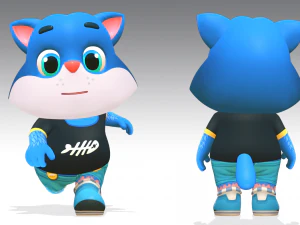 cat low poly animated rigged 3D Model