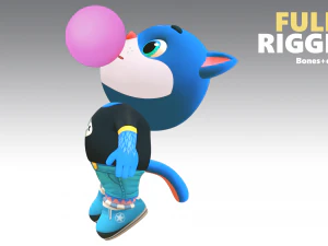 cat low poly animated rigged 3D Model