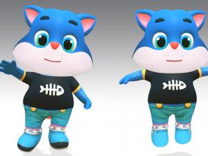 cat low poly animated rigged Modelo 3D