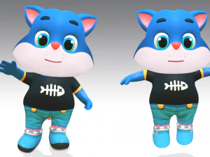 cat low poly animated rigged 3D Model