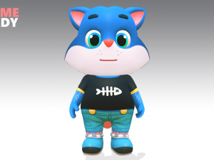 cat low poly animated rigged Modelo 3D