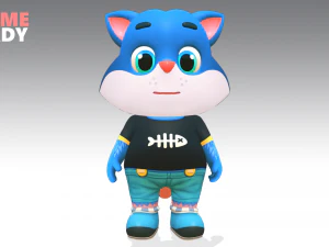 cat low poly animated rigged 3D Model