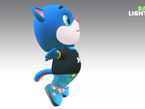 cat low poly animated rigged 3D Model