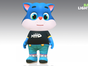cat low poly animated rigged Modelo 3D