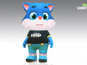 cat low poly animated rigged 3D Model