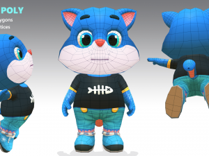 cat low poly animated rigged Modelo 3D