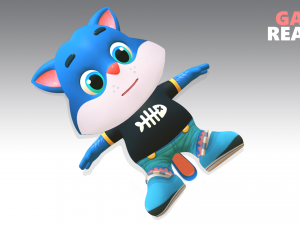 cat low poly animated rigged Modelo 3D