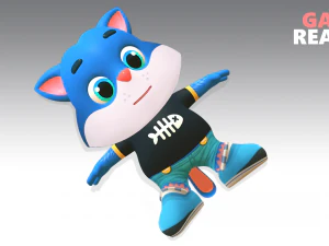 cat low poly animated rigged 3D Model