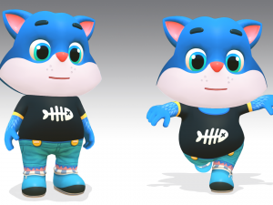 cat low poly animated rigged Modelo 3D