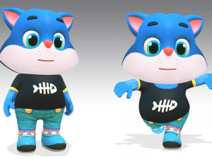 cat low poly animated rigged 3D Model