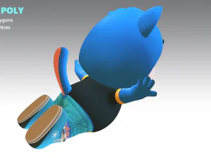 cat low poly animated rigged 3D Model