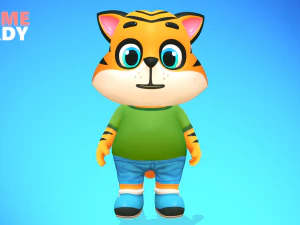tiger cat animated rigged 3D Model
