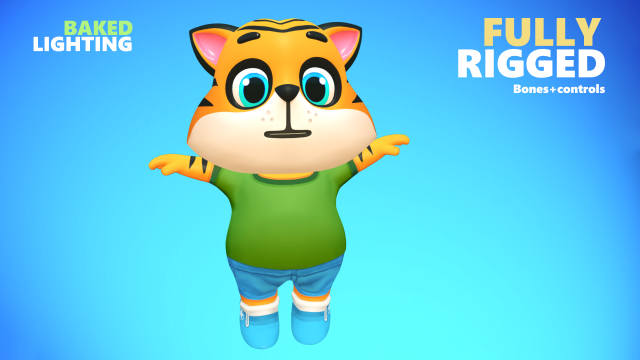 tiger cat animated rigged 3D 모델 .c4d .max .obj .3ds .fbx .stl .blend 