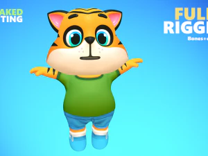 トラ猫のアニメーションリグ 3Dモデル