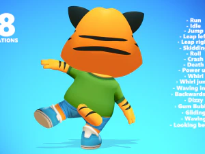 tiger cat animated rigged 3D Model