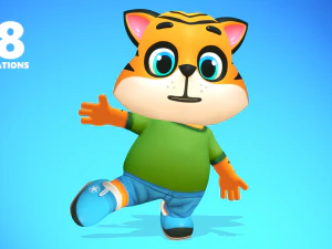 tiger cat animated rigged 3D Model