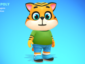 tiger cat animated rigged 3D 모델