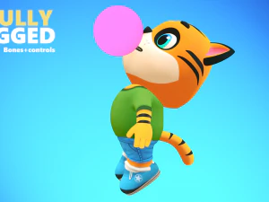 tiger cat animated rigged 3D Model