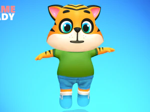 tiger cat animated rigged 3D Model