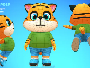 tiger cat animated rigged 3D Model