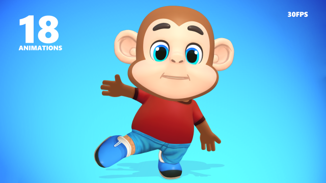 monkey chimp primate animated rigged Modelo 3D .c4d .max .obj .3ds .fbx .stl .blend 