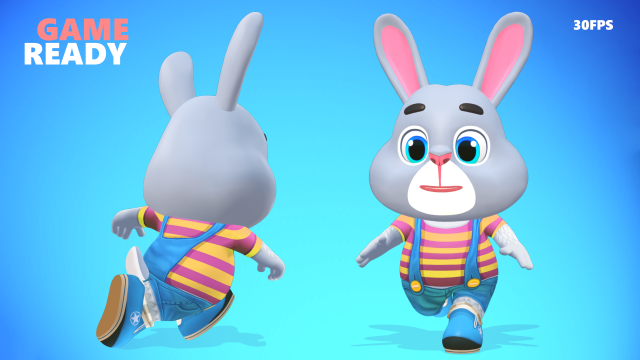 rabbit bunny hare animated rigged 3D Model .c4d .max .obj .3ds .fbx .stl .blend 