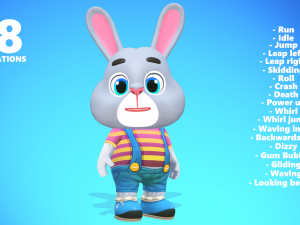 rabbit bunny hare animated rigged 3D Model