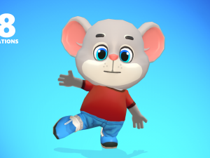 mouse rat rodent grey animated rigged 3D 模型