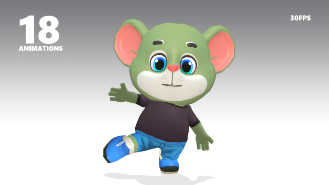 mouse rat rodent green animated rigged Modelo 3D .c4d .max .obj .3ds .fbx .stl .blend 