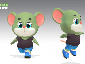 mouse rat rodent green animated rigged 3D Model