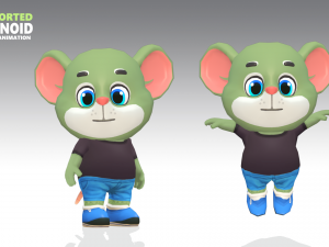 mouse rat rodent green animated rigged Modelo 3D
