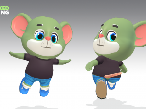 mouse rat rodent green animated rigged Modelo 3D