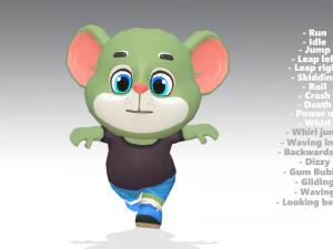 mouse rat rodent green animated rigged 3D Model