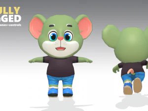 mouse rat rodent green animated rigged 3D Model