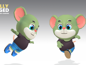 mouse rat rodent green animated rigged Modelo 3D
