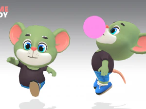 mouse rat rodent green animated rigged 3D Model
