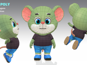 mouse rat rodent green animated rigged Modelo 3D