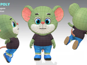 mouse rat rodent green animated rigged 3D Model