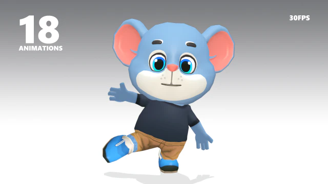 mouse rat rodent blue animated rigged 3D Model .c4d .max .obj .3ds .fbx .stl .blend 
