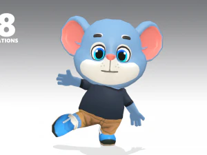 fare sı&ccedil;an kemirgen mavi animasyonlu hileli 3D Model