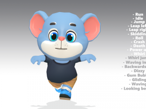 mouse rat rodent blue animated rigged Modèle 3D