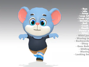 mouse rat rodent blue animated rigged 3D Model